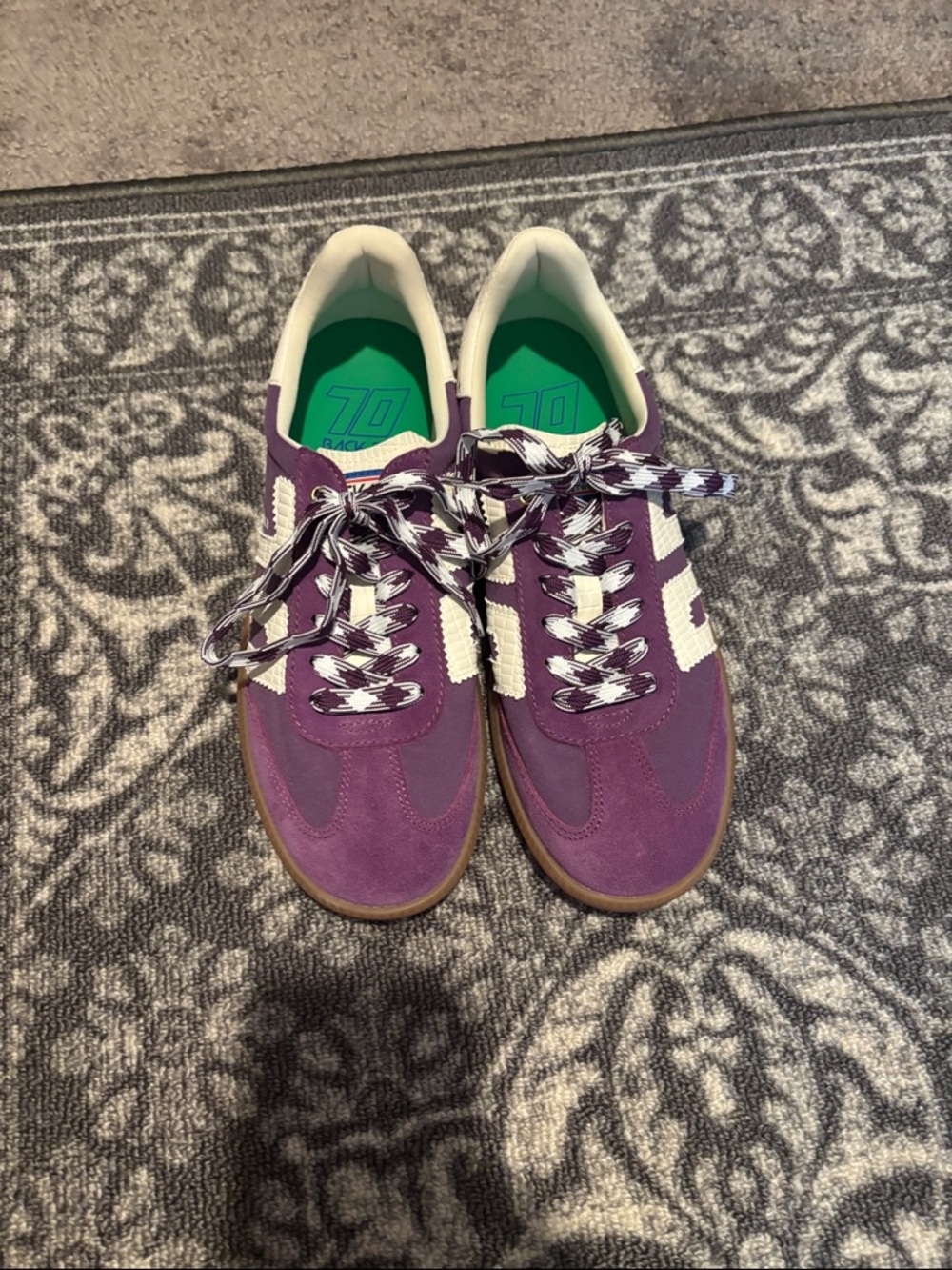 Back 70 Women’s Purple Lace-Up Casual Sneakers with White Accent